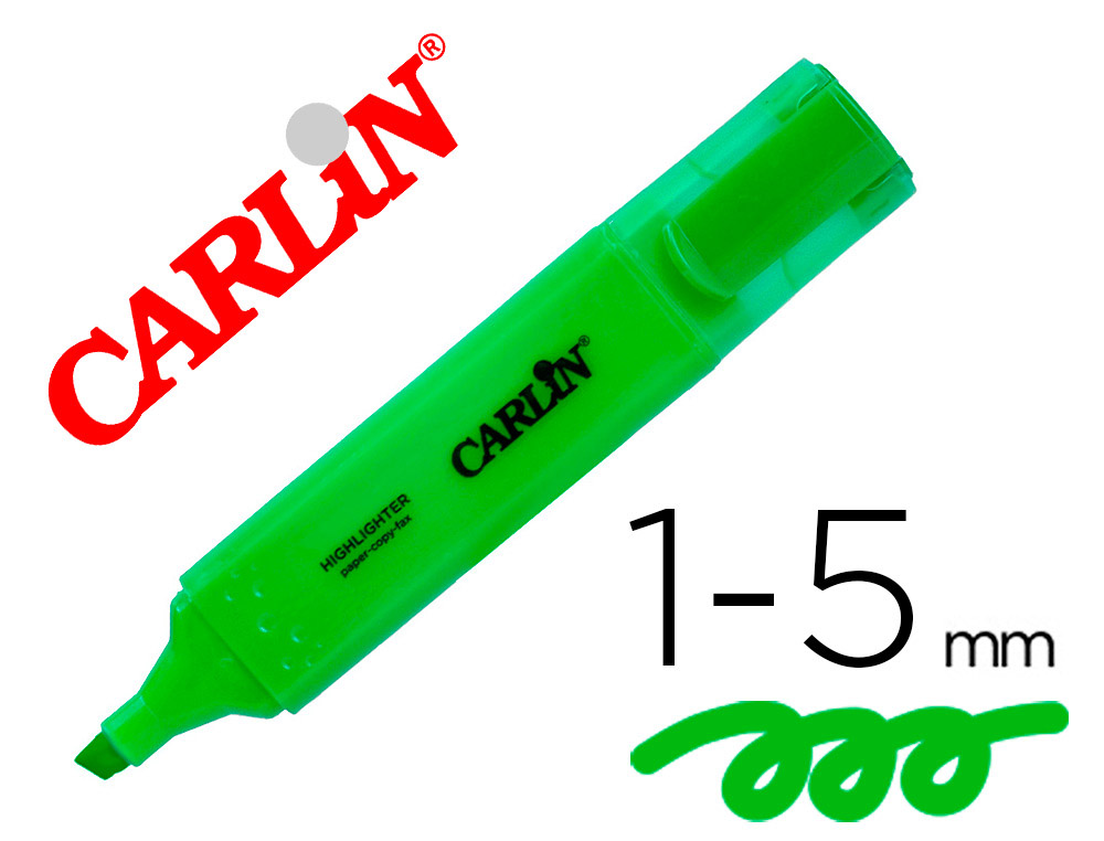 ROTULADOR CARLIN FLUORESCENTE VERDE PUNTA BISELADA