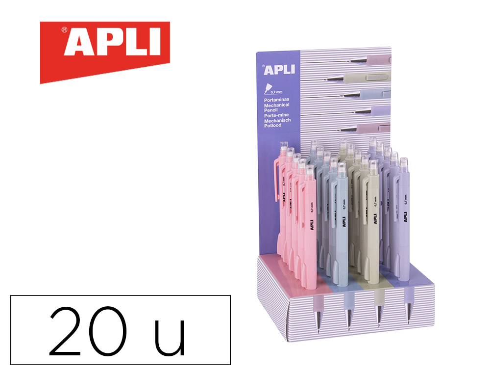 PORTAMINAS APLI 0,7 MM RETRACTIL COLORES PASTEL
