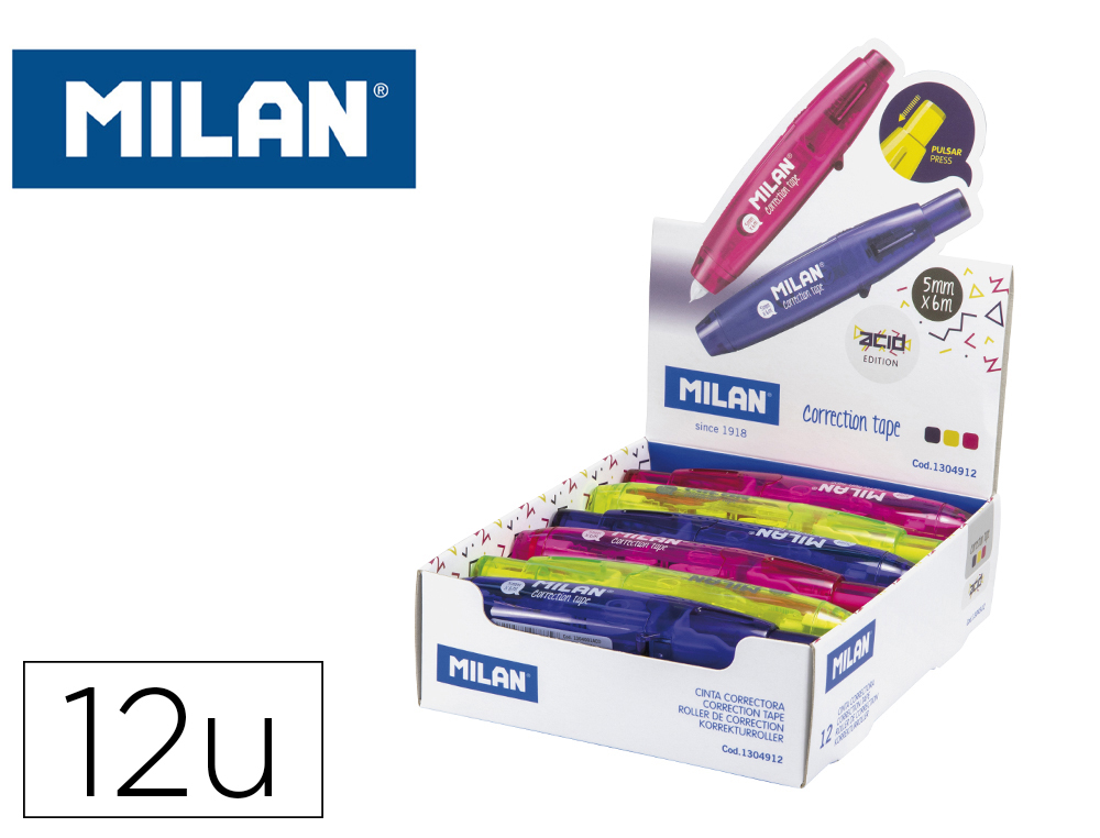 CORRECTOR MILAN CINTA 5 MM X 6 M SERIE ACID CON PULSADOR