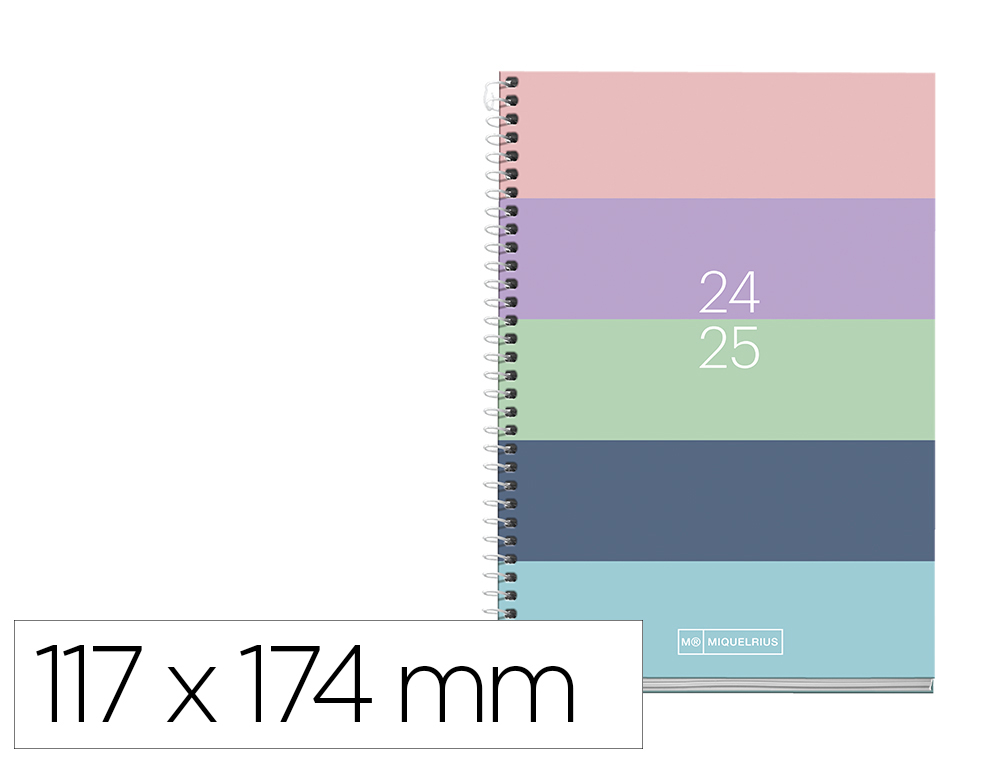 AGENDA ESPIRAL ESCOLAR MIQUELRIUS ACTIVA WRITE 2024-2025 SEMANA VISTA 117X174 MM RAYAS