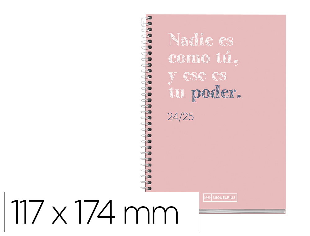 AGENDA ESPIRAL ESCOLAR MIQUELRIUS ACTIVA WRITE 2024-2025 SEMANA VISTA 117X174 MM ROSA