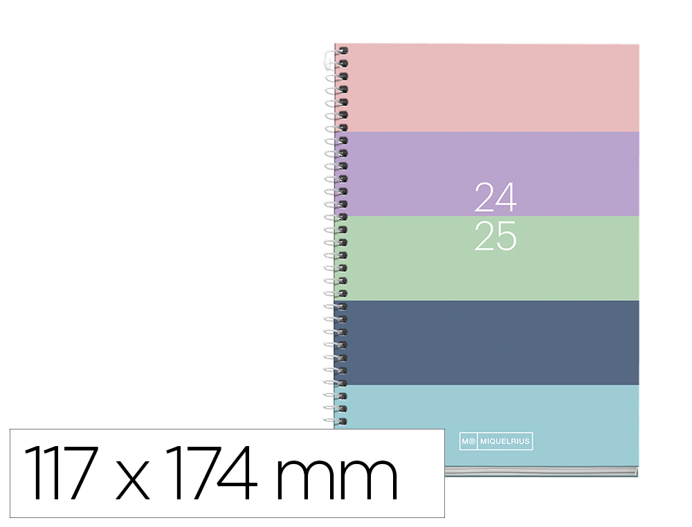AGENDA ESPIRAL ESCOLAR MIQUELRIUS ACTIVA WRITE 2024-2025 DIA PAGINA 117X174 MM RAYAS