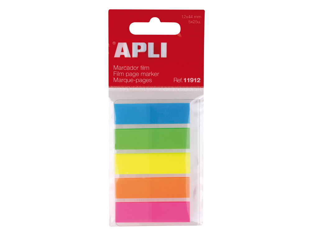 BANDERITAS SEPARADORAS APLI FILM 50X20 MM PACK DE 5 COLORES X 25 HOJAS