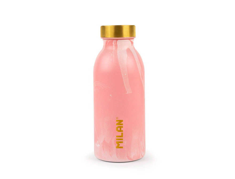 BOTELLA PORTALIQUIDOS MILAN ACERO INOXIDABLE SERIE LAVA ROSA 350 ML