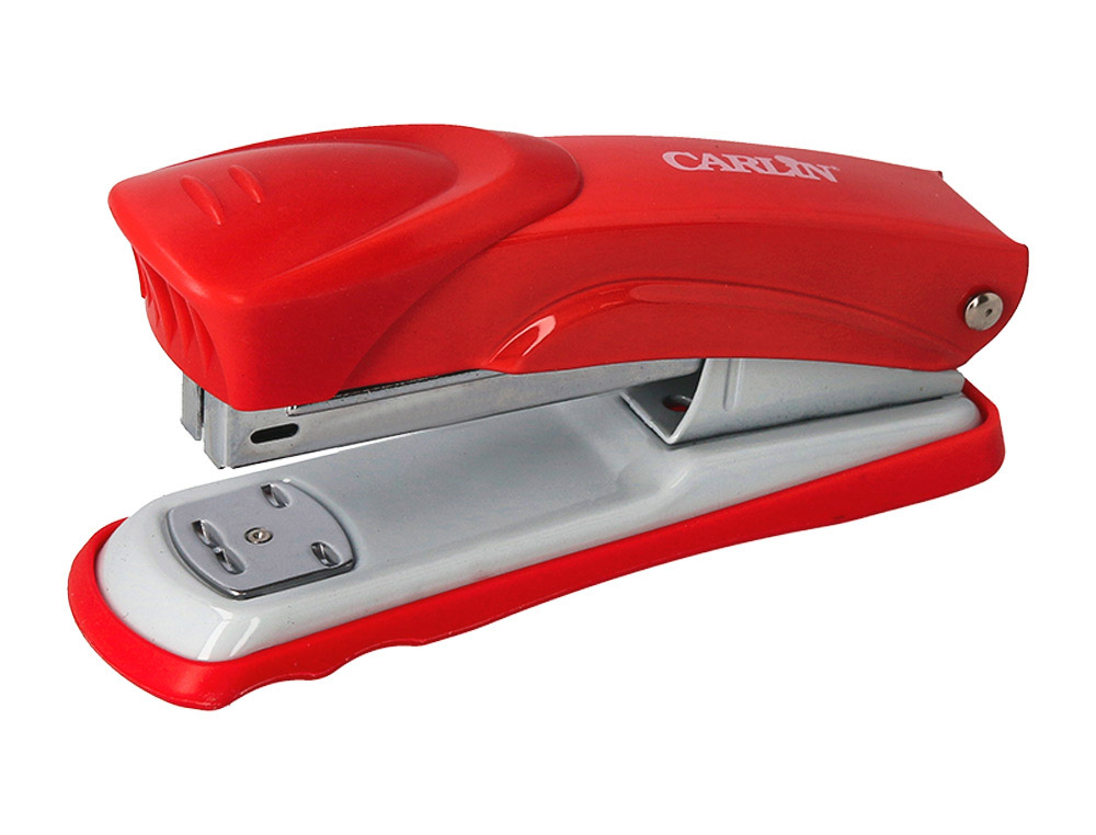 GRAPADORA CARLIN METALICA ROJA CAPACIDAD 20 HOJAS