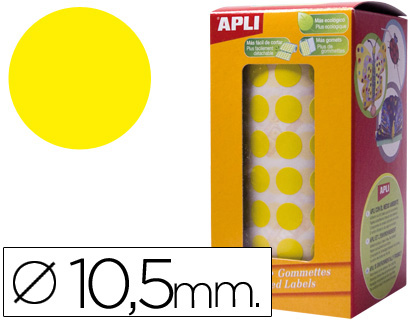 GOMETS AUTOADHESIVOS CIRCULARES 10,5MM AMARILLO ROLLO DE 5192 UNIDADES